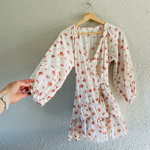 Maia Bergman 100% Cotton Floral Mini Wrap Dress - Picture 1 of 16